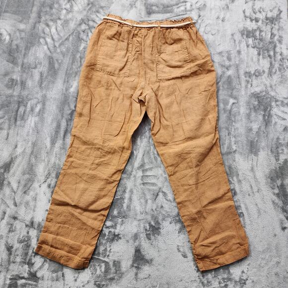 C&C California Pants Womens M Brown Linen Rope Belt High Rise Straight Casual - Picture 3 of 12